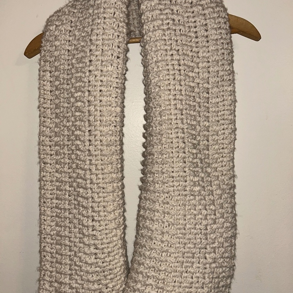 Handmade Crochet Scarf / Shawl – Oatmeal Beige